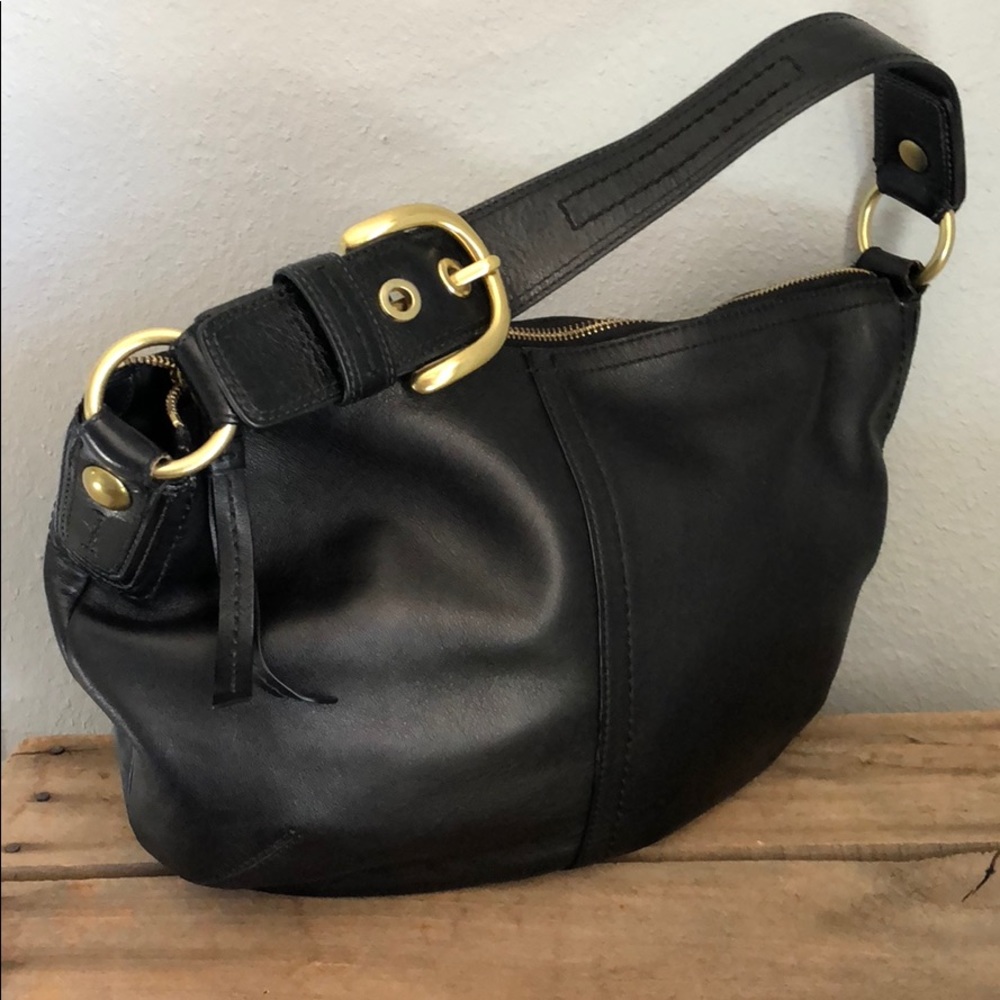 Black Coach Leather Hobo Single Handle Purse